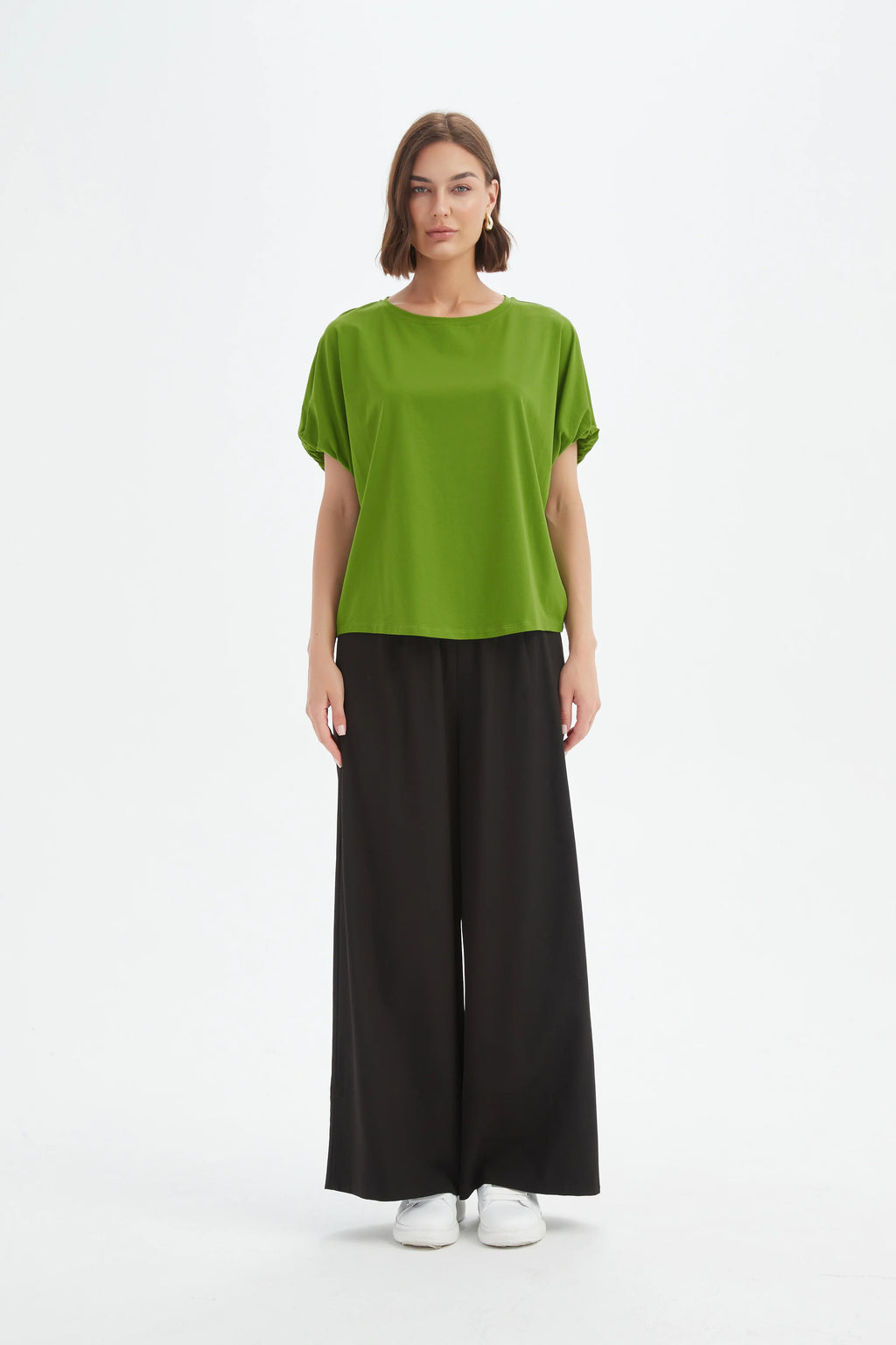 Bubble Sleeve Tee - Avocado Green