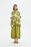 Structured Neck Print Tunic - Chartreuse/White Spot