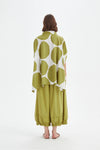 Structured Neck Print Tunic - Chartreuse/White Spot