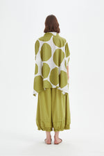 Structured Neck Print Tunic - Chartreuse/White Spot