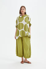 Structured Neck Print Tunic - Chartreuse/White Spot