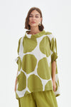 Structured Neck Print Tunic - Chartreuse/White Spot