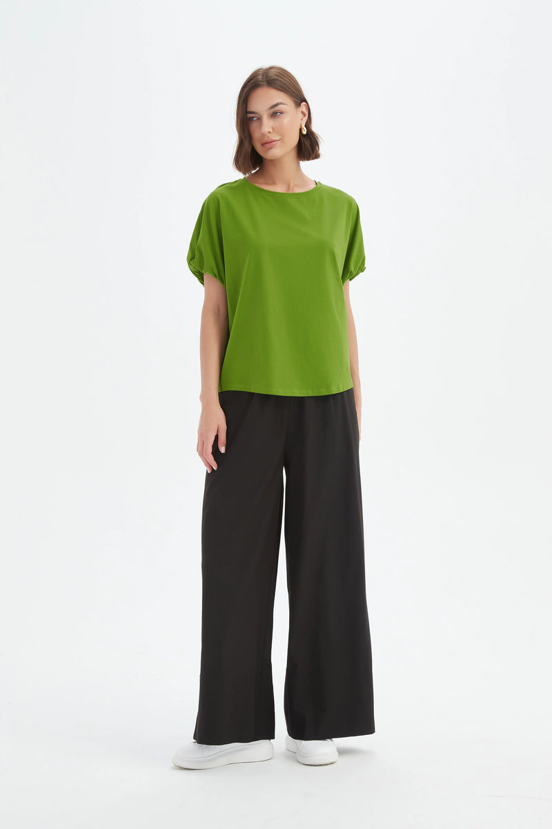 Bubble Sleeve Tee - Avocado Green