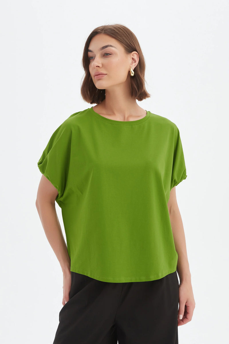 Bubble Sleeve Tee - Avocado Green