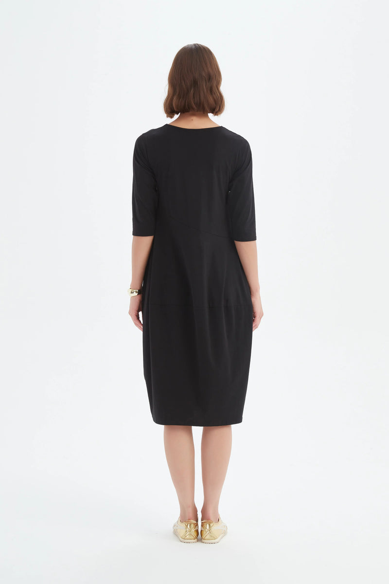 Diagonal Seam Summer Dress - Black
