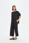 Ruffle Sleeve Lyocell Top - Black