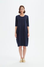 Diagonal Seam Summer Dress - Navy