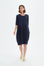 Diagonal Seam Summer Dress - Navy
