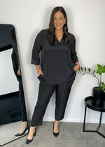 Ellis Lustre Collar Blouse - Black