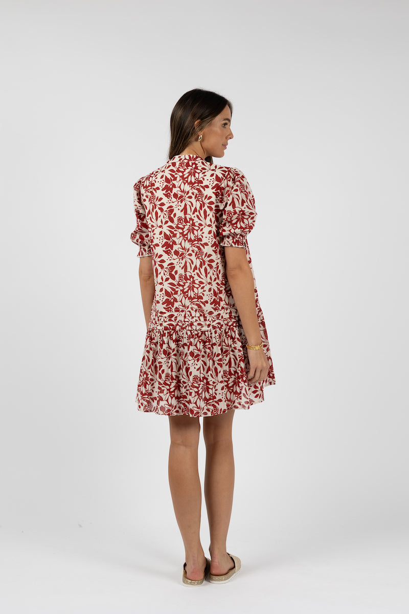 Eden Shift Dress - Brick Print