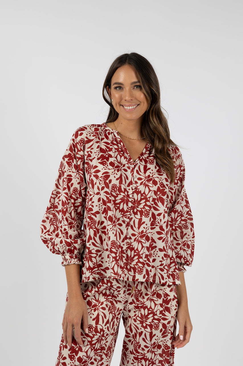 Eden Blouse - Brick Print