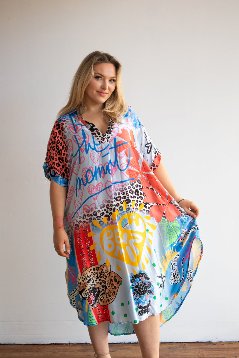 Live in The Moment Dress - Multi Blue