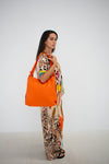 Leather Convertible Tote Bag/Backpack - Orange