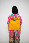 Leather Convertible Tote Bag/Backpack - Yellow