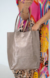 Leather Tote Bag - Bronze Metallic