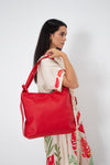 Leather Convertible Tote Bag/Backpack - Red