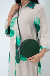 Round/Circle Leather Bag - Green