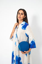 Bloom Linen Shirt Dress - White/Blue