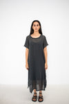 Overlay Mesh Dress  - Charcoal