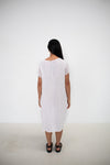 Cross Over Mesh Hem Dress - White