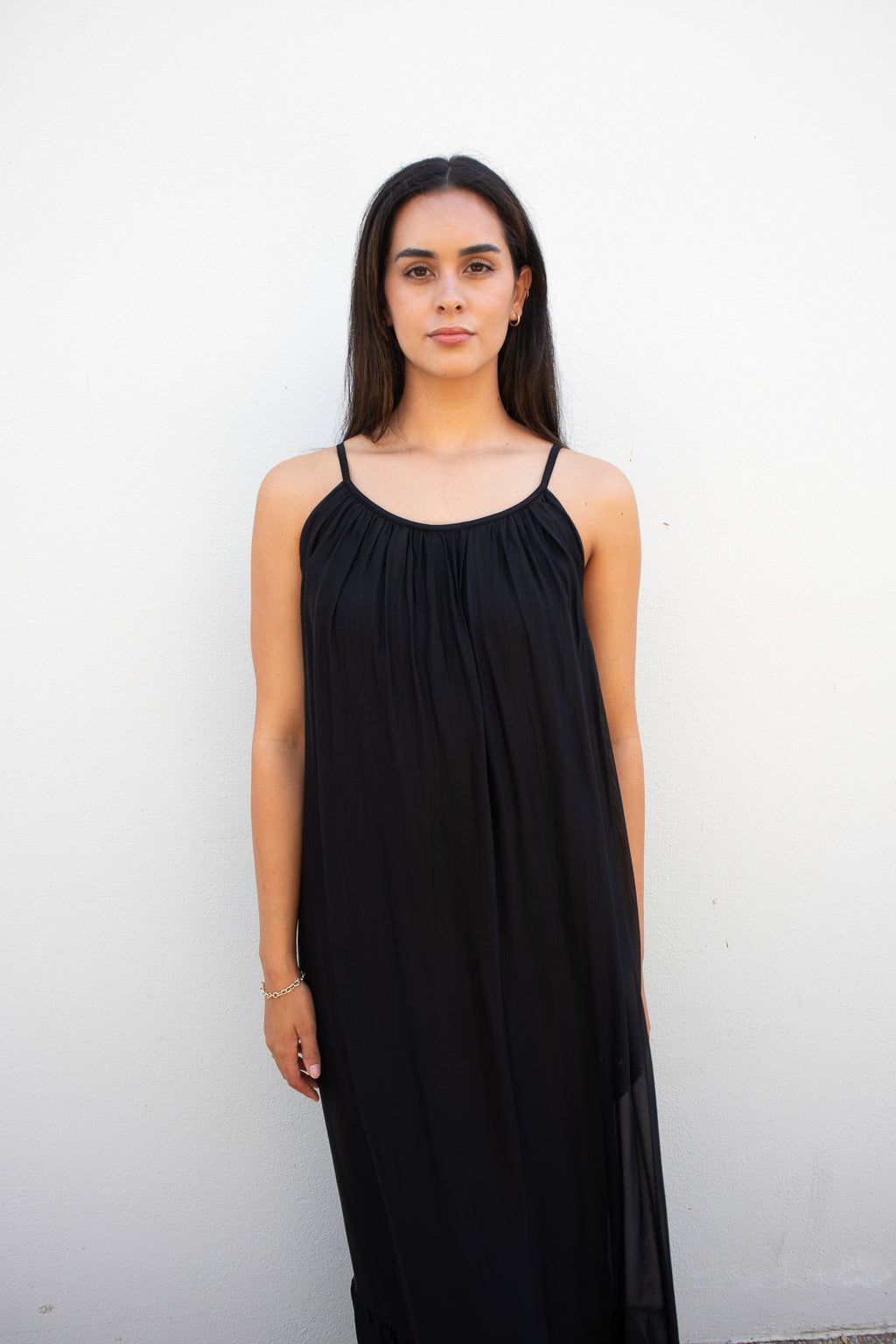 Summer Round Neck Maxi Dress - Black