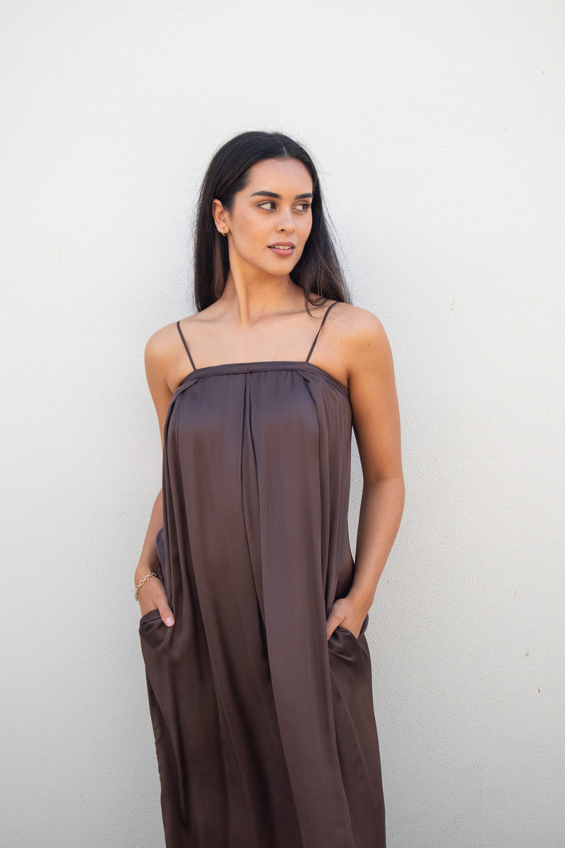 Strappy Maxi Dress - Chocolate