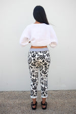 Cotton Comfort Pants - Black/White Print