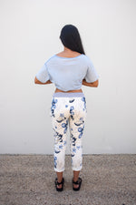 Cotton Comfort Pants - White/Blue Print