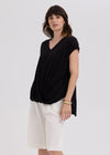 Linen Drape Top -  Black