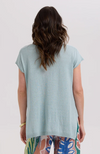 Linen Drape Top -  Lt Cyan