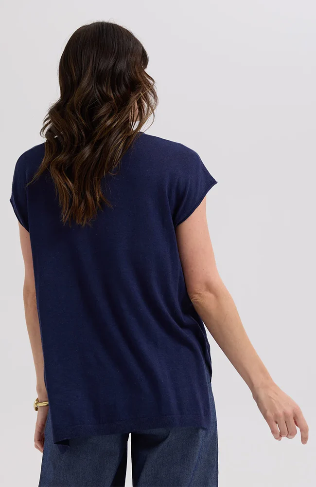 Linen Drape Top -  Marine