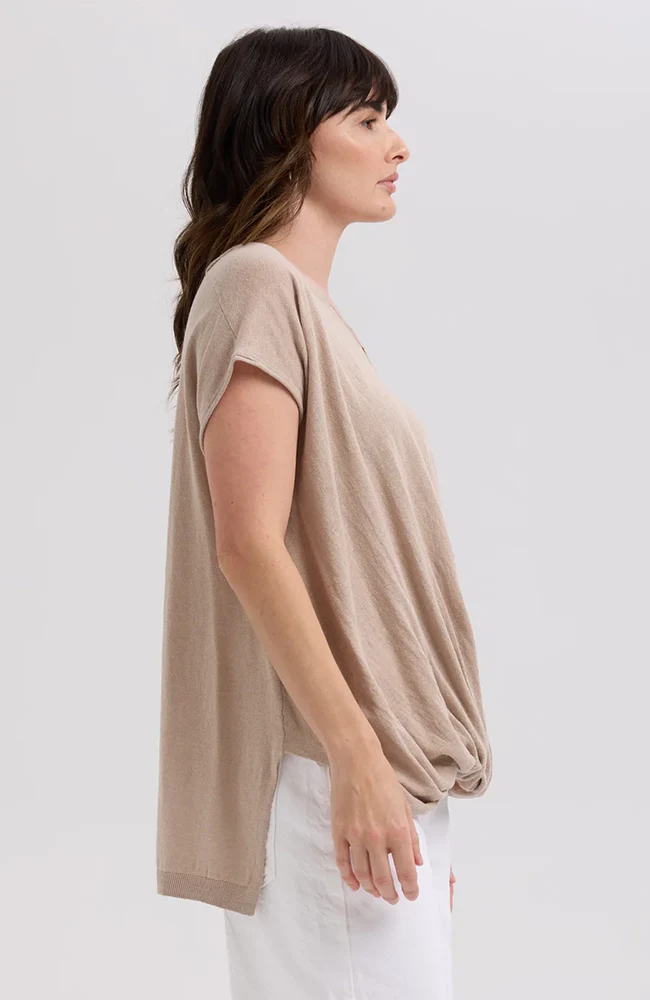 Linen Drape Top -  Taupe