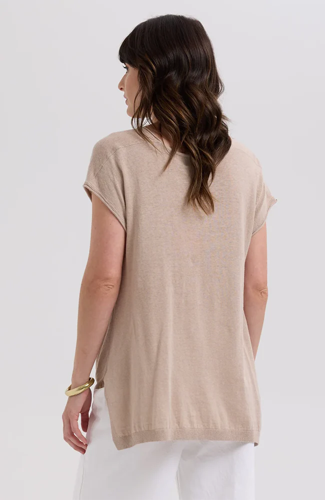 Linen Drape Top -  Taupe