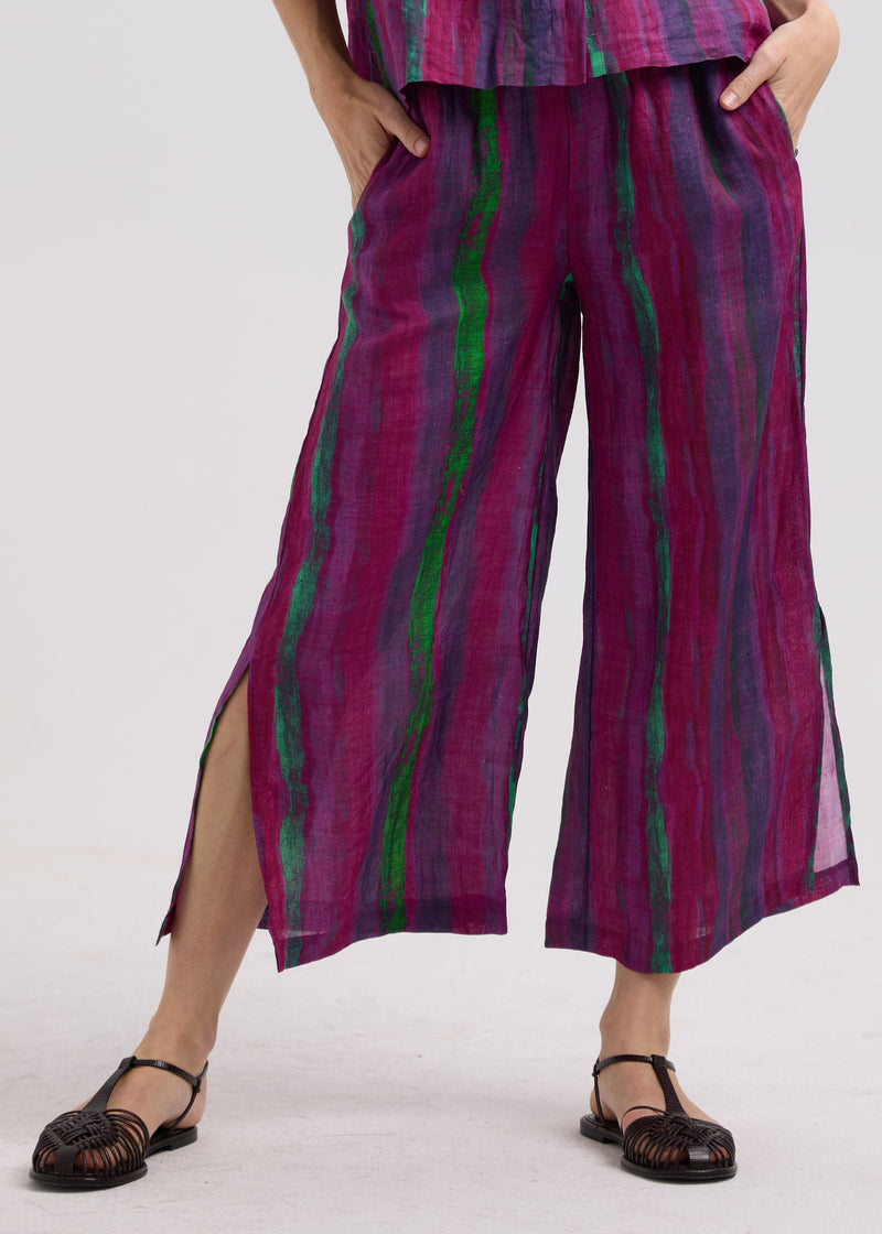 Painted Linen Pant - Magenta