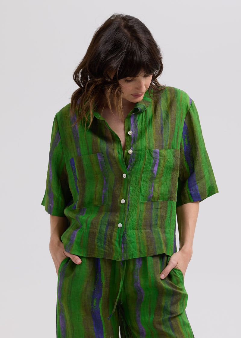 Painted Linen Shirt - Chartruese