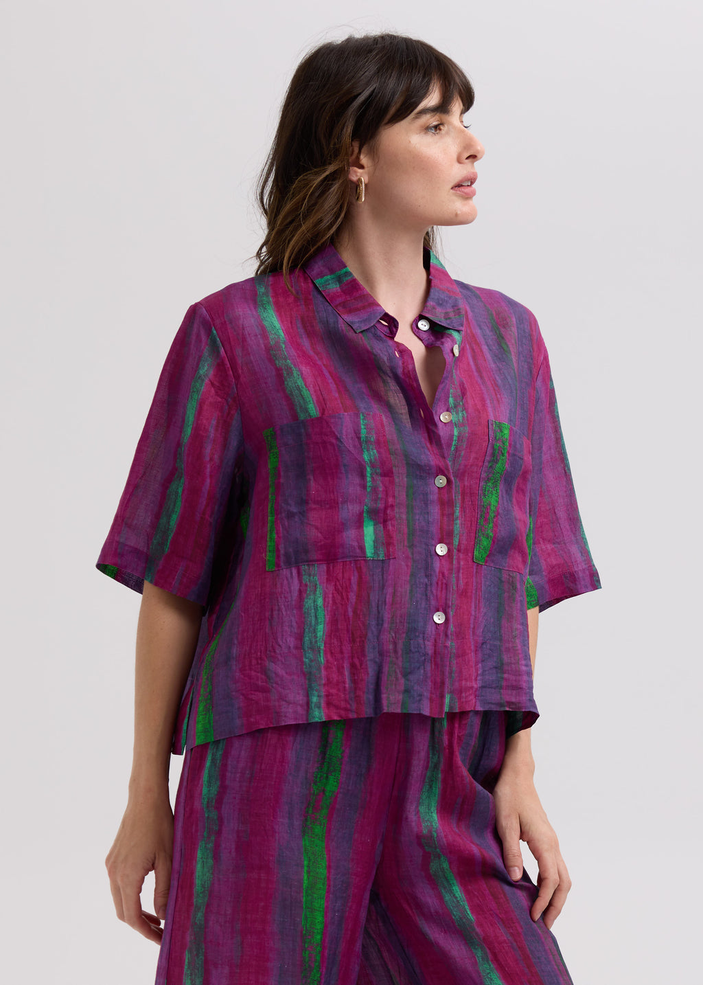 Painted Linen Shirt - Magenta