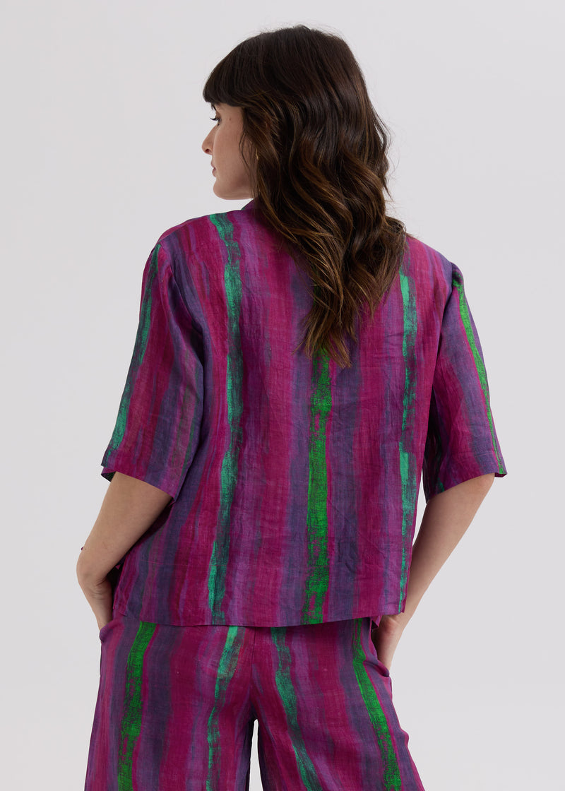 Painted Linen Shirt - Magenta