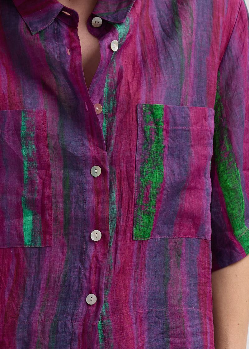 Painted Linen Shirt - Magenta