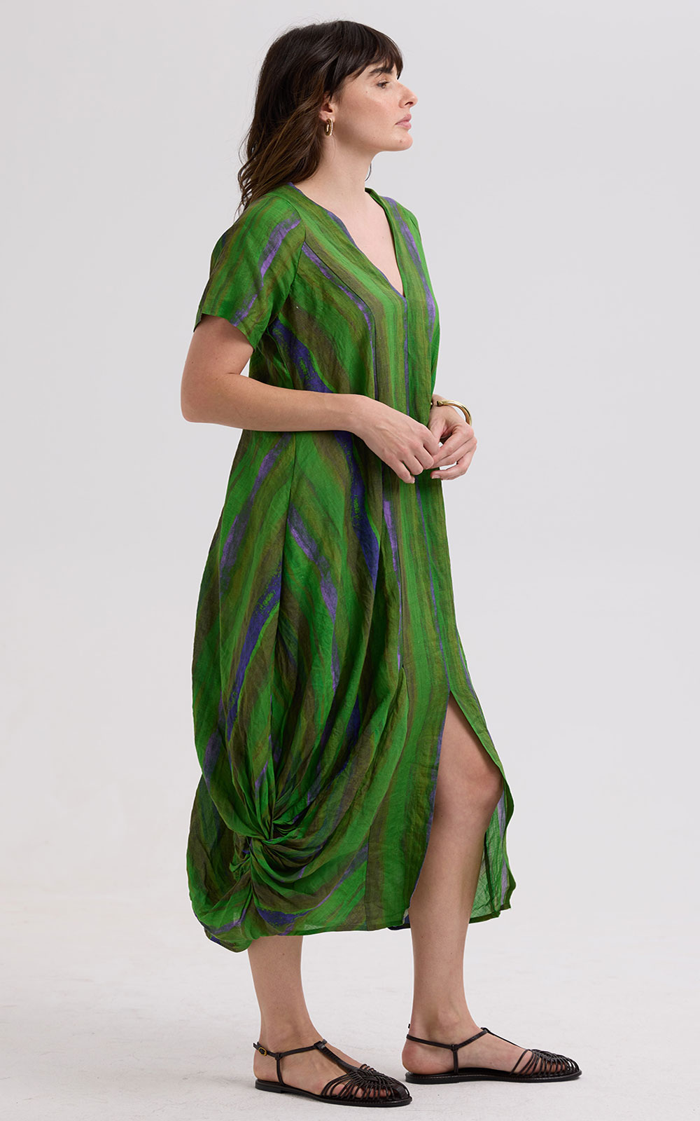 Painted Linen Dress - Chartreuse