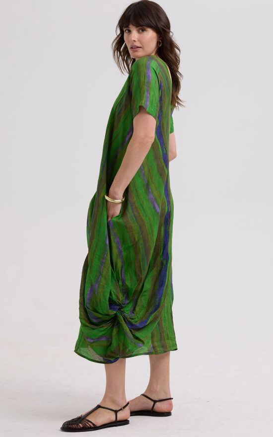 Painted Linen Dress - Chartreuse