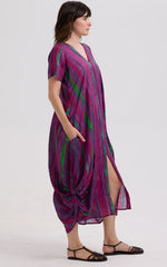 Painted Linen Dress - Magenta