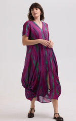 Painted Linen Dress - Magenta