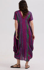 Painted Linen Dress - Magenta