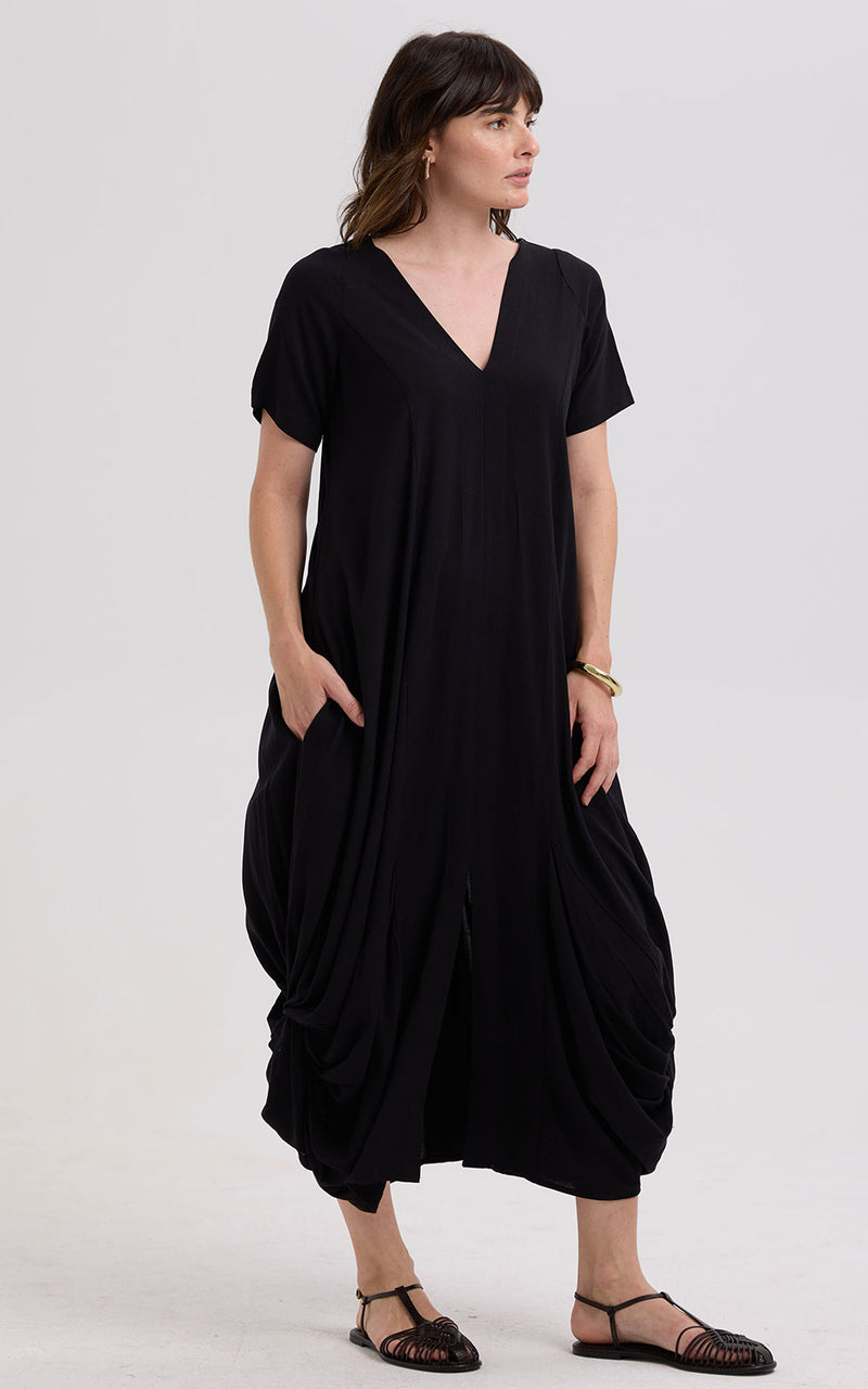 Drape Bottom Dress - Black