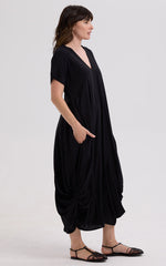 Drape Bottom Dress - Black