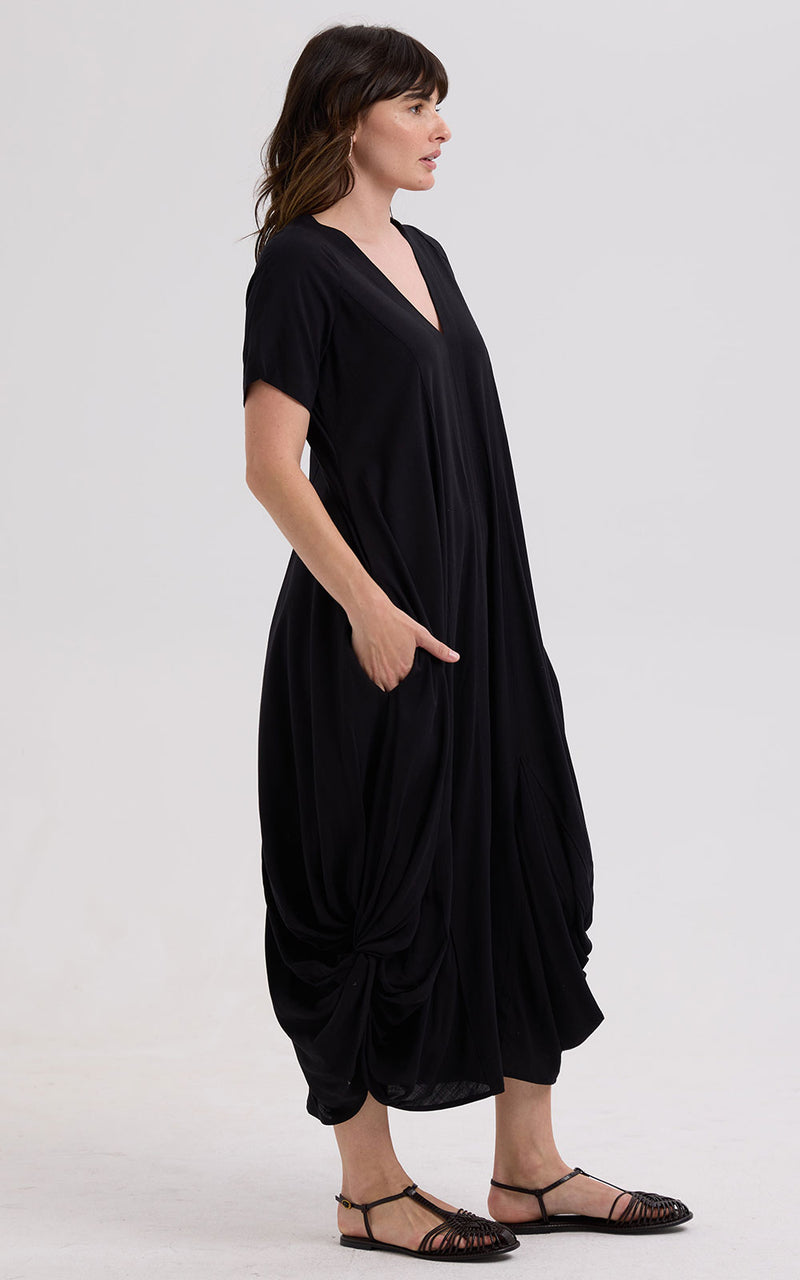 Drape Bottom Dress - Black