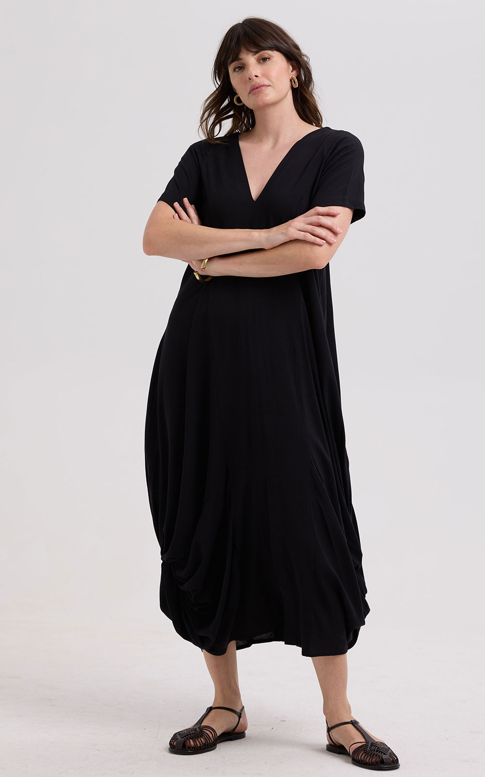 Drape Bottom Dress - Black