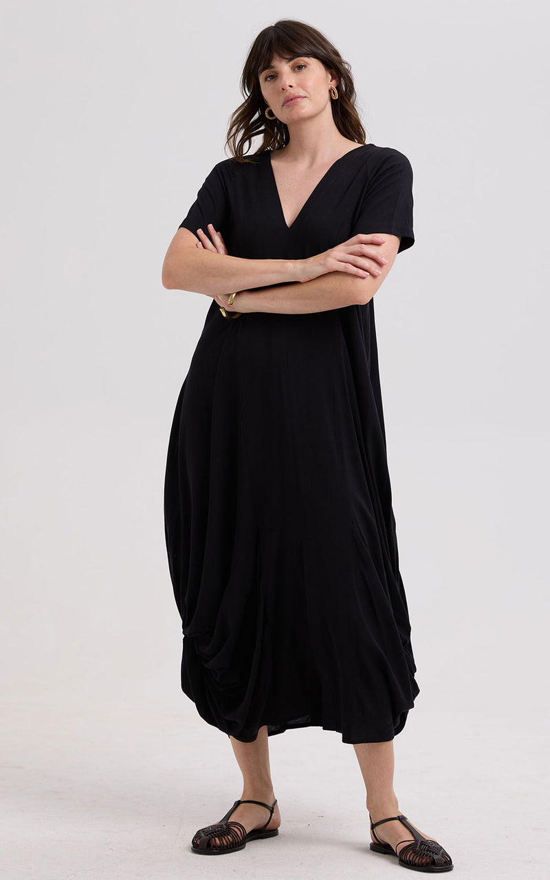 Drape Bottom Dress - Black