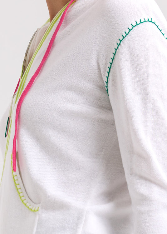 Heart Embroidery Hoodie - White