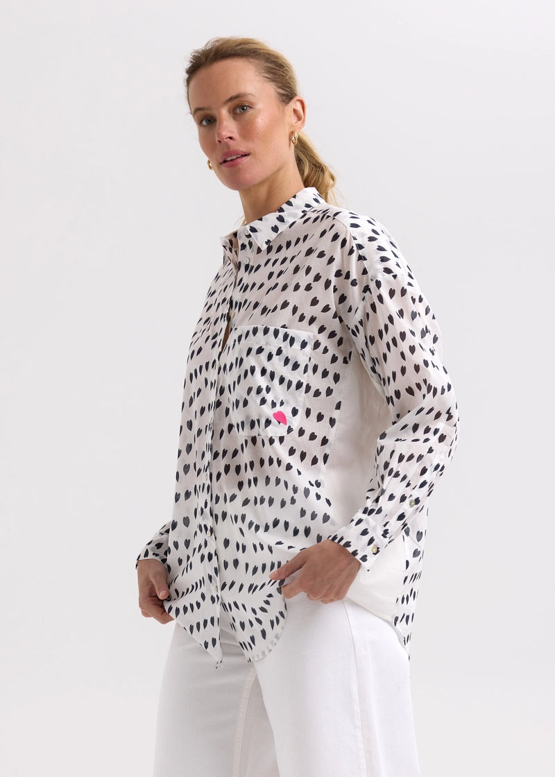 Cotton Voil Shirt - White Love